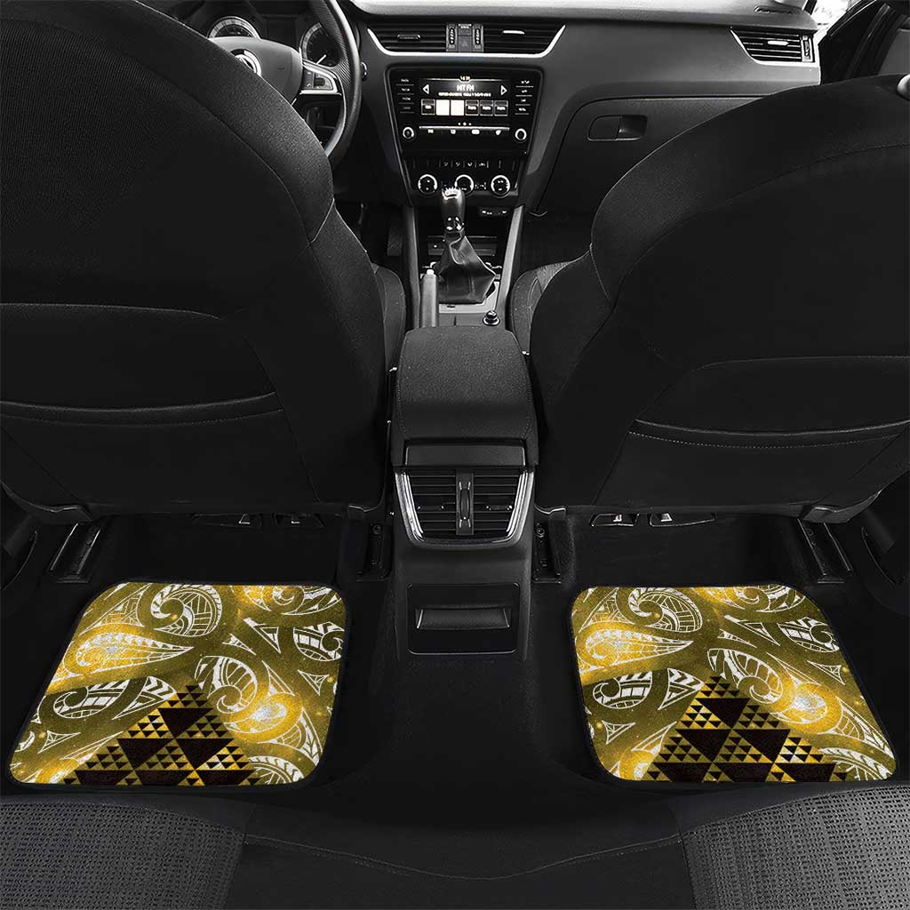 Matariki New Zealand Car Mats NZ Niho Taniwha Maori New Year Yellow Galaxy LT14 Set 2pcs - Back Yellow - Polynesian Pride