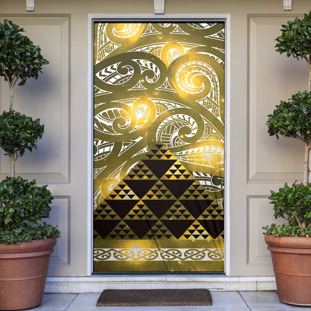 Matariki New Zealand Door Cover NZ Niho Taniwha Maori New Year Yellow Galaxy LT14 Yellow - Polynesian Pride