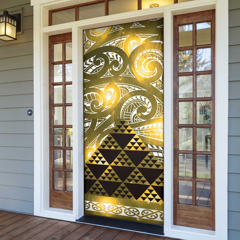 Matariki New Zealand Door Cover NZ Niho Taniwha Maori New Year Yellow Galaxy LT14 - Polynesian Pride