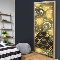 Matariki New Zealand Door Cover NZ Niho Taniwha Maori New Year Yellow Galaxy LT14 - Polynesian Pride