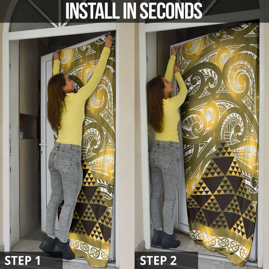Matariki New Zealand Door Cover NZ Niho Taniwha Maori New Year Yellow Galaxy LT14 - Polynesian Pride