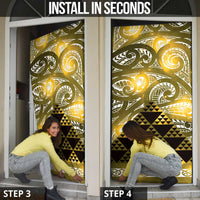 Matariki New Zealand Door Cover NZ Niho Taniwha Maori New Year Yellow Galaxy LT14 - Polynesian Pride