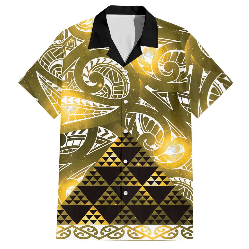 Matariki New Zealand Hawaiian Shirt NZ Niho Taniwha Maori New Year Yellow Galaxy