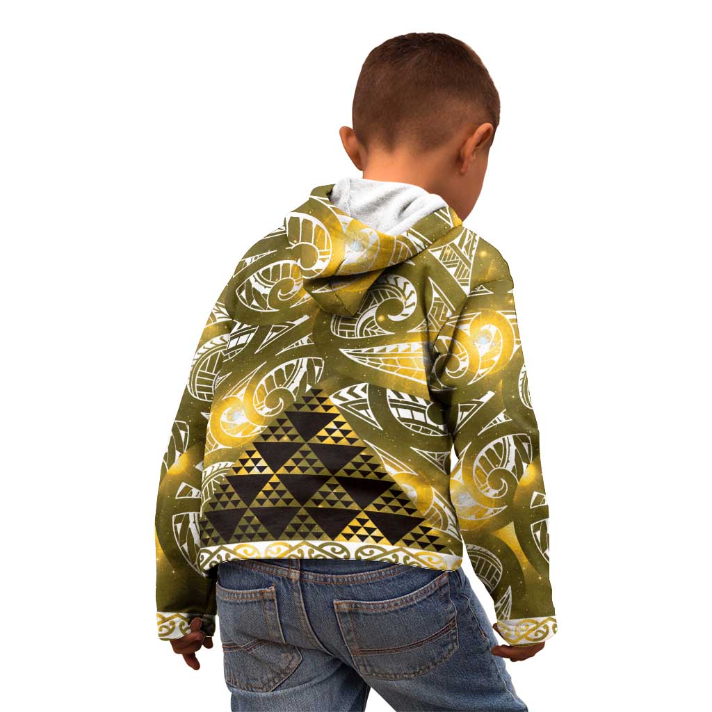 Matariki New Zealand Kid Hoodie NZ Niho Taniwha Maori New Year Yellow Galaxy