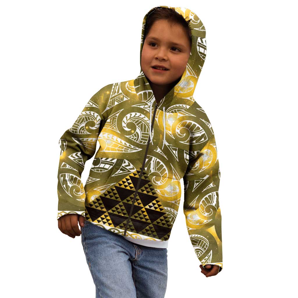 Matariki New Zealand Kid Hoodie NZ Niho Taniwha Maori New Year Yellow Galaxy