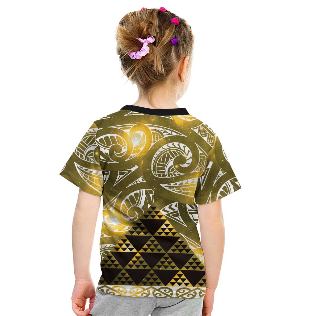 Matariki New Zealand Kid T Shirt NZ Niho Taniwha Maori New Year Yellow Galaxy