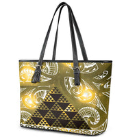 Matariki New Zealand Leather Tote Bag NZ Niho Taniwha Maori New Year Yellow Galaxy