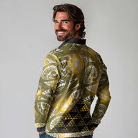 Matariki New Zealand Long Sleeve Polo Shirt NZ Niho Taniwha Maori New Year Yellow Galaxy