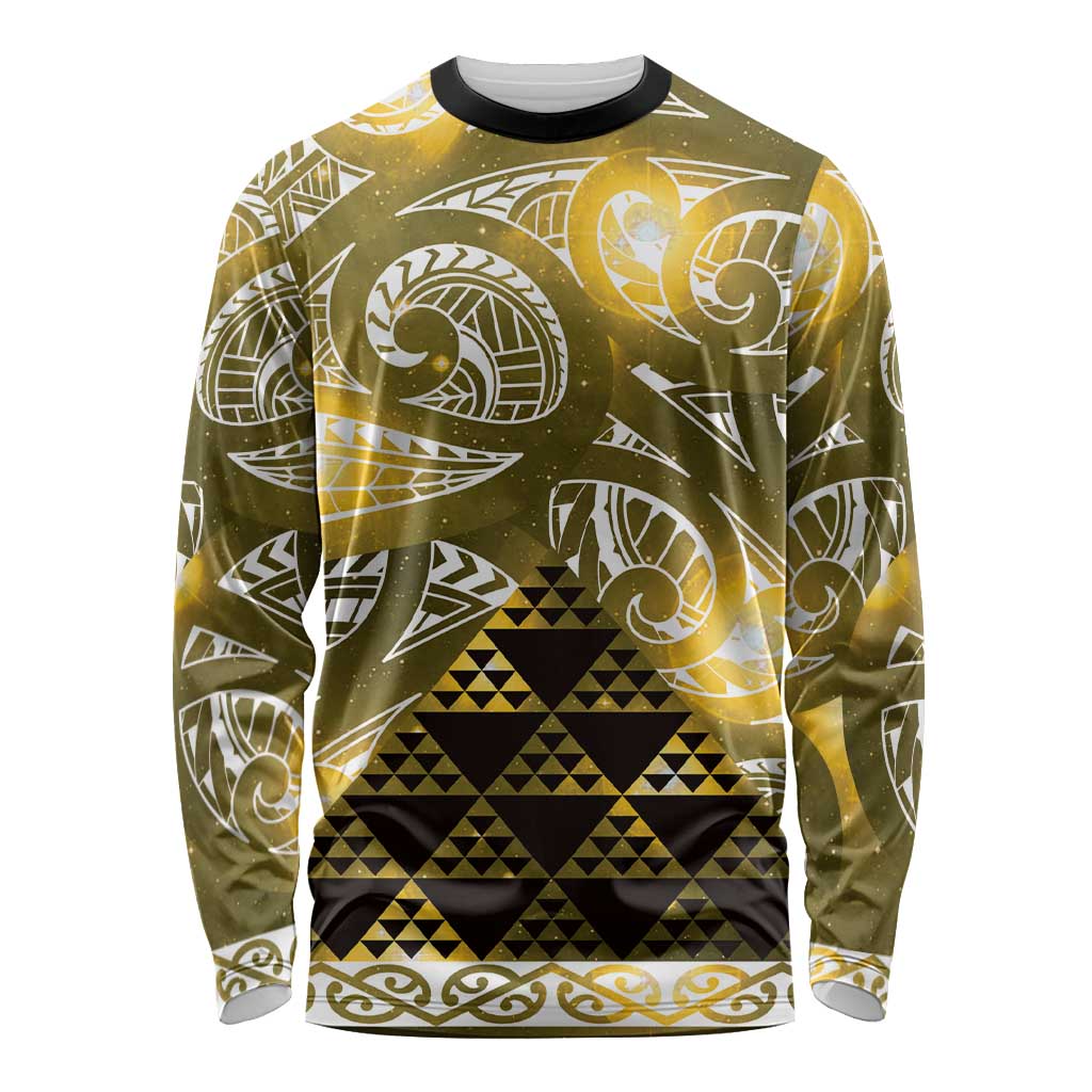 Matariki New Zealand Long Sleeve Shirt NZ Niho Taniwha Maori New Year Yellow Galaxy