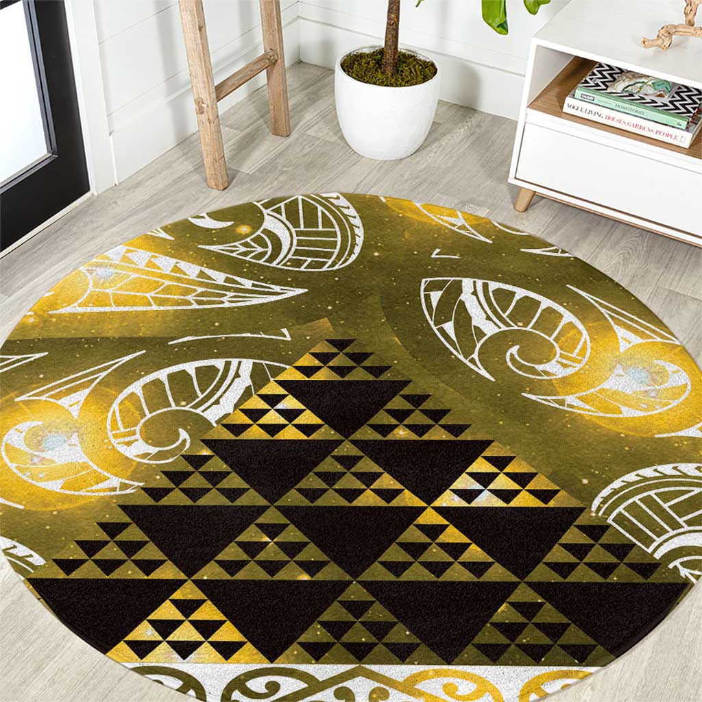 Matariki New Zealand Round Carpet NZ Niho Taniwha Maori New Year Yellow Galaxy