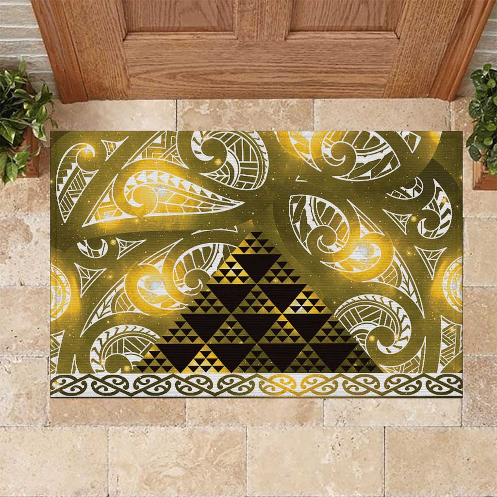 Matariki New Zealand Rubber Doormat NZ Niho Taniwha Maori New Year Yellow Galaxy LT14 Yellow - Polynesian Pride