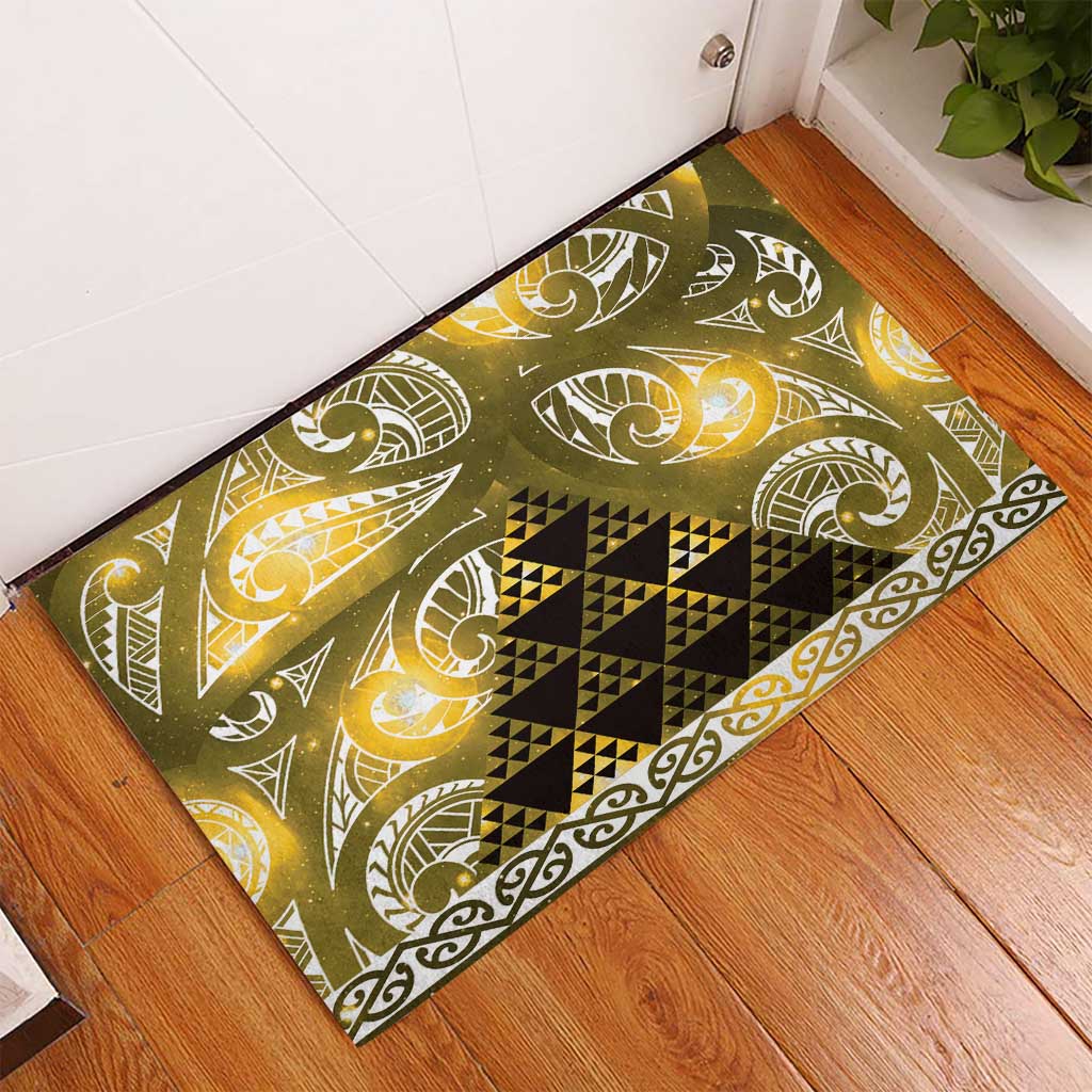 Matariki New Zealand Rubber Doormat NZ Niho Taniwha Maori New Year Yellow Galaxy LT14 - Polynesian Pride