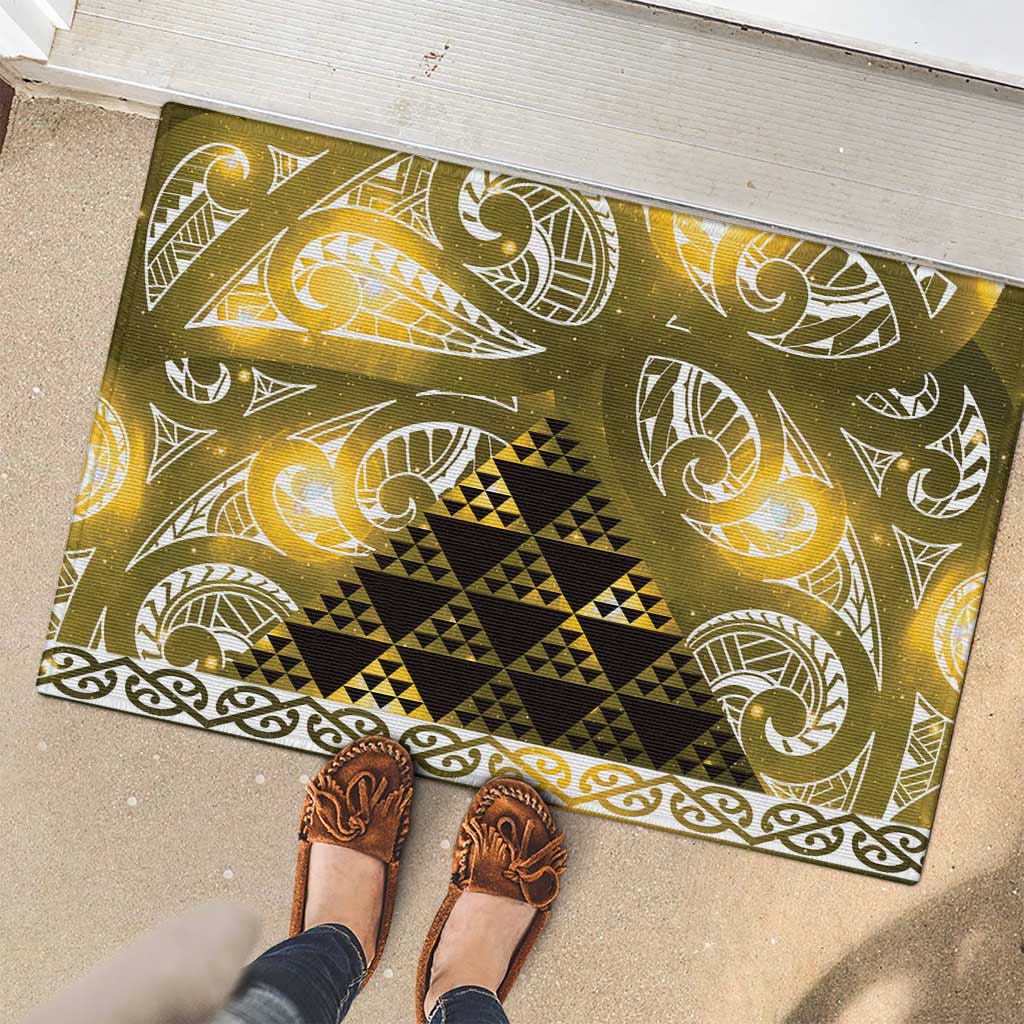 Matariki New Zealand Rubber Doormat NZ Niho Taniwha Maori New Year Yellow Galaxy LT14 - Polynesian Pride