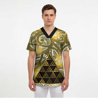 Matariki New Zealand Scrub Top NZ Niho Taniwha Maori New Year Yellow Galaxy