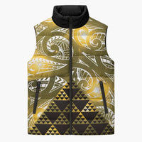 Matariki New Zealand Sleeveless Puffer Jacket NZ Niho Taniwha Maori New Year Yellow Galaxy LT14 Unisex Yellow - Polynesian Pride