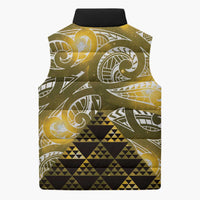 Matariki New Zealand Sleeveless Puffer Jacket NZ Niho Taniwha Maori New Year Yellow Galaxy LT14 - Polynesian Pride