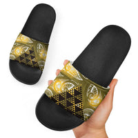 Matariki New Zealand Slide Sandals NZ Niho Taniwha Maori New Year Yellow Galaxy