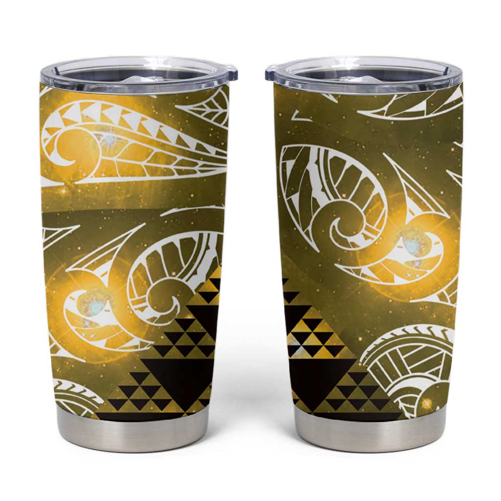 Matariki New Zealand Tumbler Cup NZ Niho Taniwha Maori New Year Yellow Galaxy LT14 Yellow - Polynesian Pride