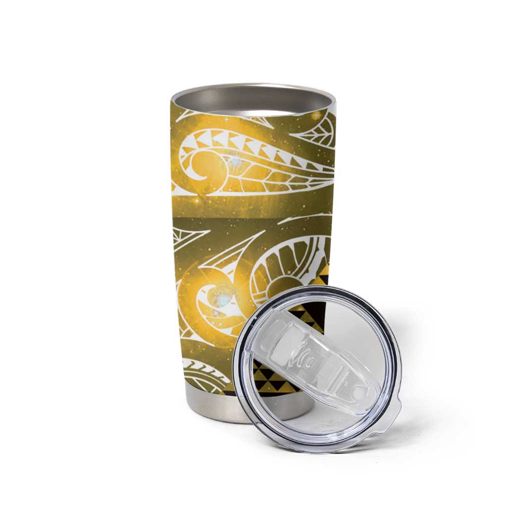 Matariki New Zealand Tumbler Cup NZ Niho Taniwha Maori New Year Yellow Galaxy LT14 - Polynesian Pride