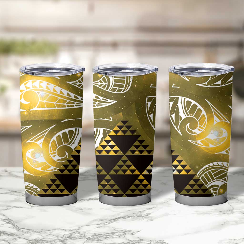 Matariki New Zealand Tumbler Cup NZ Niho Taniwha Maori New Year Yellow Galaxy LT14 - Polynesian Pride