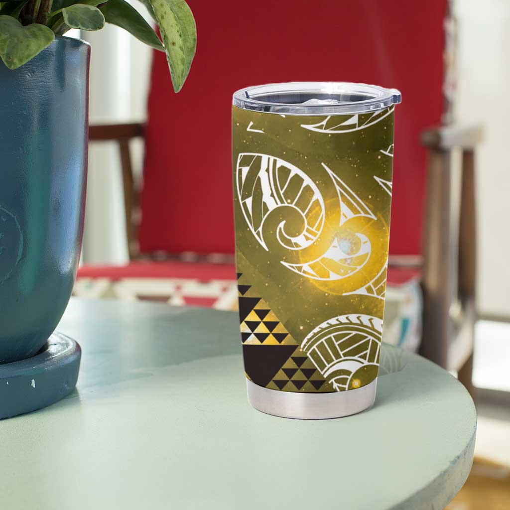 Matariki New Zealand Tumbler Cup NZ Niho Taniwha Maori New Year Yellow Galaxy LT14 - Polynesian Pride