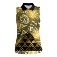 Matariki New Zealand Women Sleeveless Polo Shirt NZ Niho Taniwha Maori New Year Yellow Galaxy LT14 Female Yellow - Polynesian Pride
