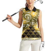 Matariki New Zealand Women Sleeveless Polo Shirt NZ Niho Taniwha Maori New Year Yellow Galaxy LT14 - Polynesian Pride