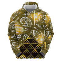 Matariki New Zealand Zip Hoodie NZ Niho Taniwha Maori New Year Yellow Galaxy