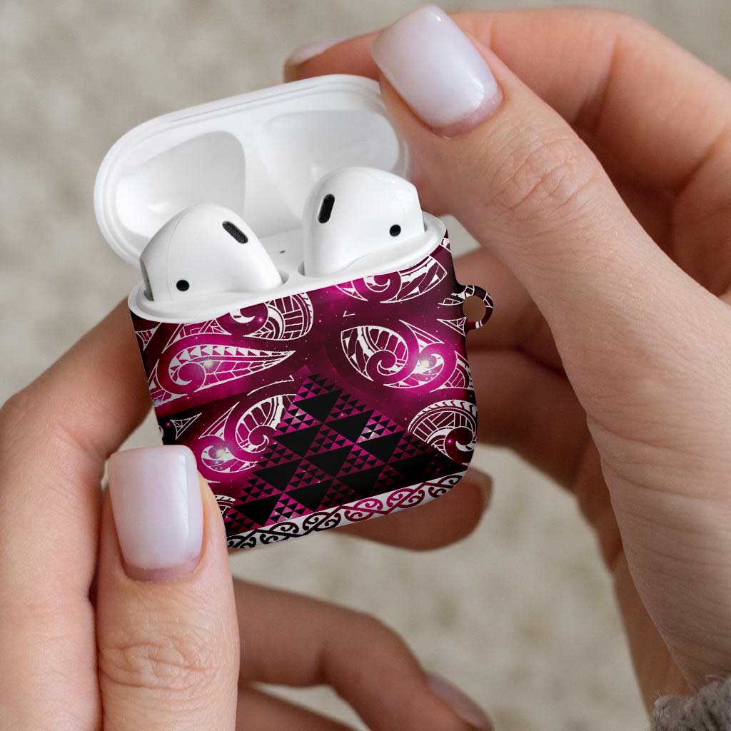 Matariki New Zealand AirPods Case NZ Niho Taniwha Maori New Year Pink Galaxy LT14 - Polynesian Pride