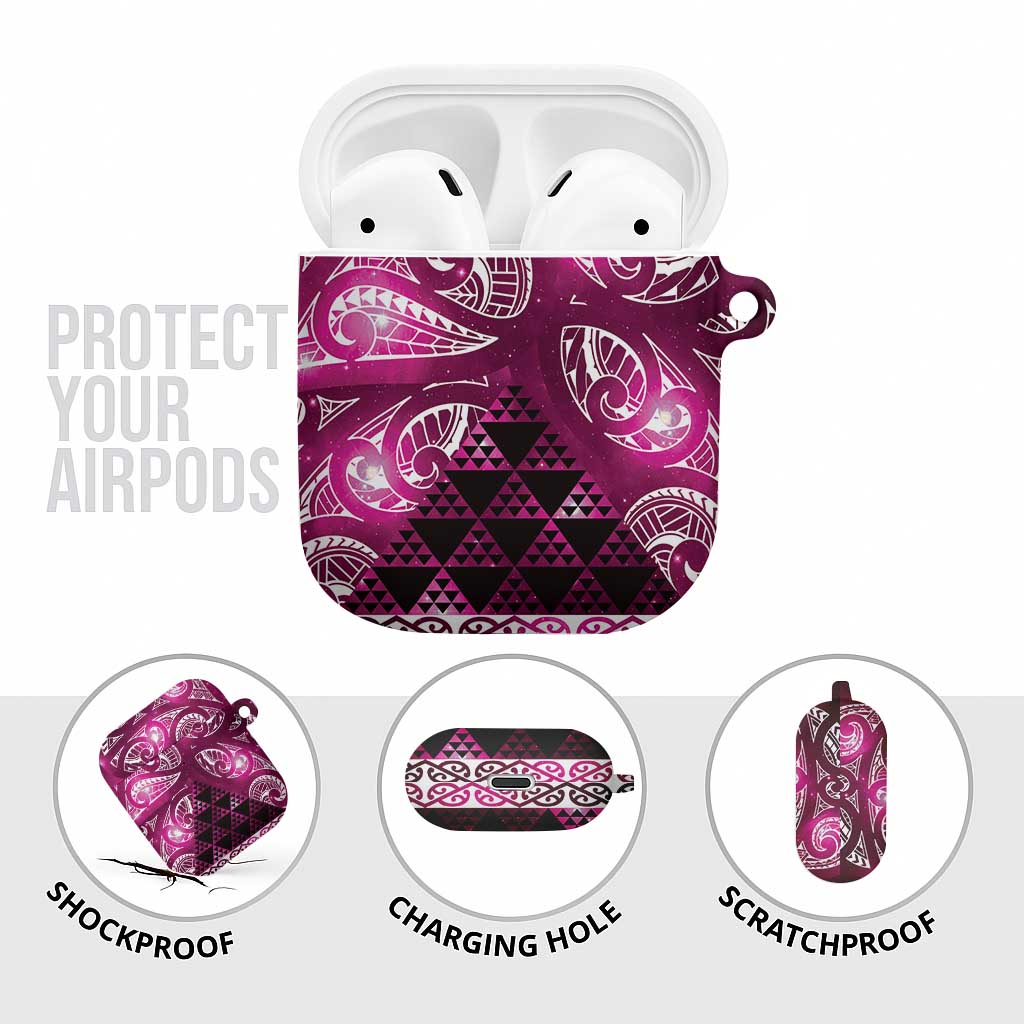 Matariki New Zealand AirPods Case NZ Niho Taniwha Maori New Year Pink Galaxy LT14 - Polynesian Pride