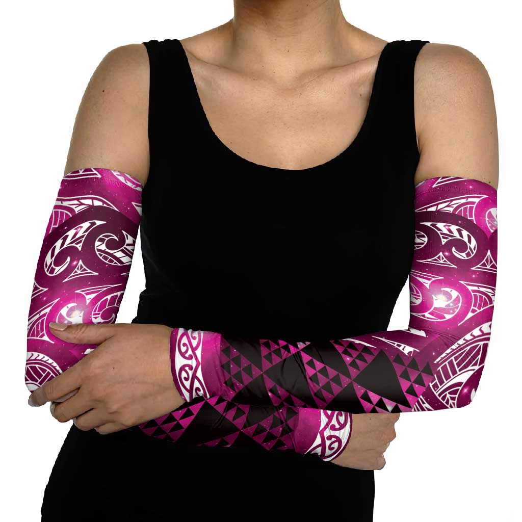 Matariki New Zealand Arm Sleeves NZ Niho Taniwha Maori New Year Pink Galaxy LT14 - Polynesian Pride