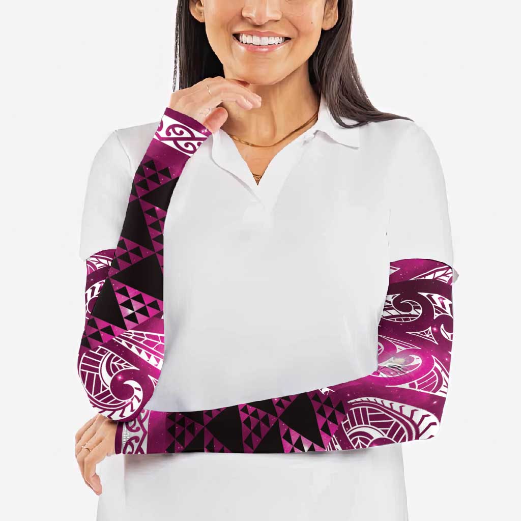 Matariki New Zealand Arm Sleeves NZ Niho Taniwha Maori New Year Pink Galaxy LT14 - Polynesian Pride