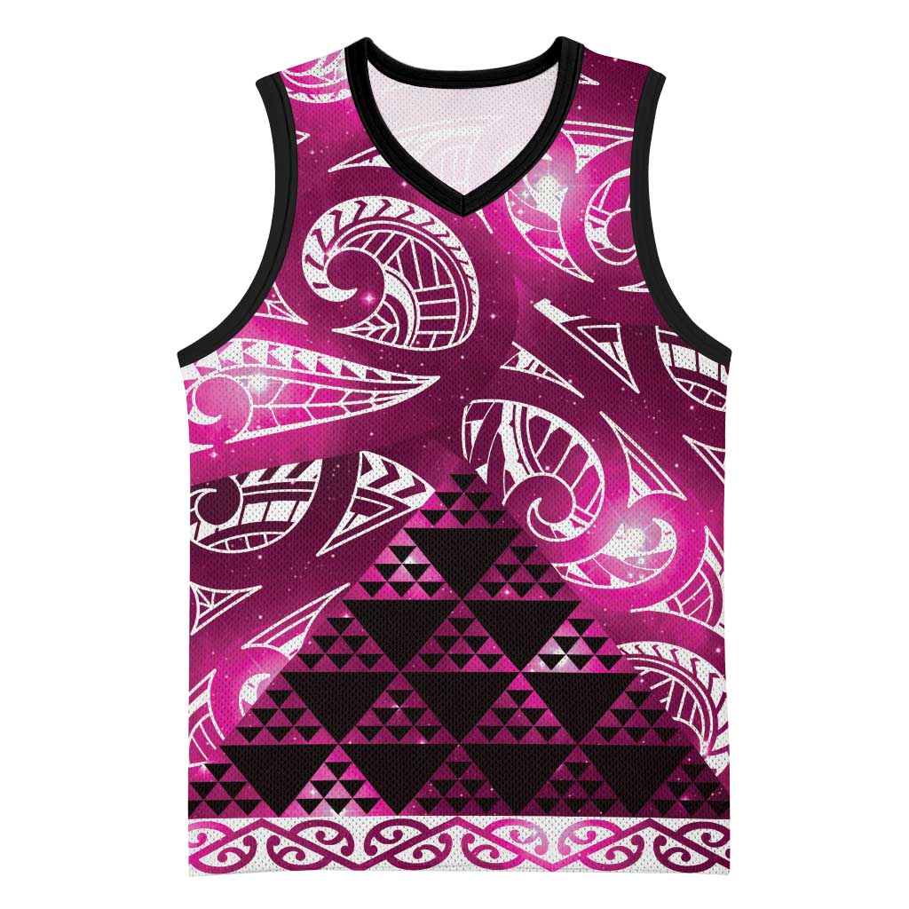 Matariki New Zealand Basketball Jersey NZ Niho Taniwha Maori New Year Pink Galaxy