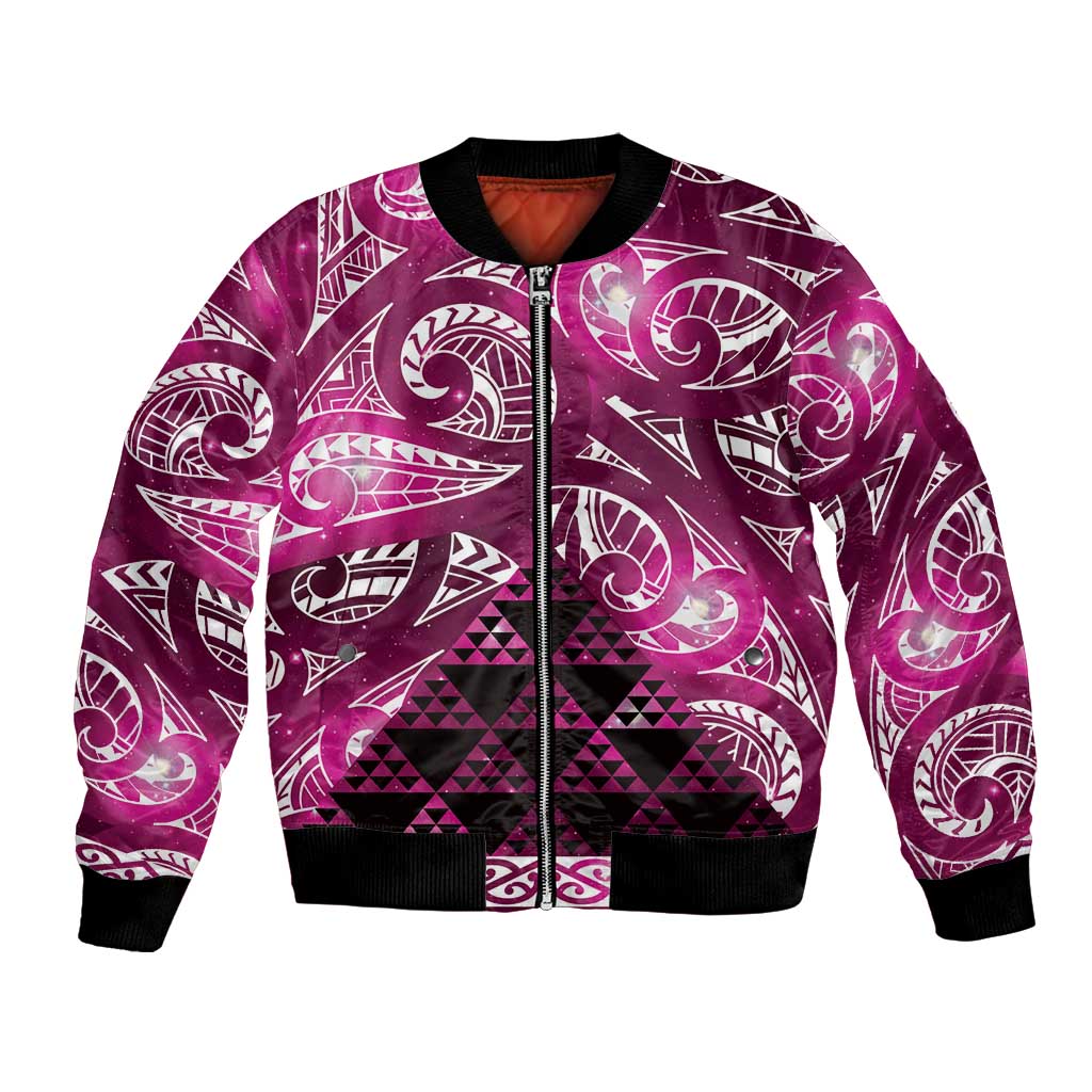 Matariki New Zealand Bomber Jacket NZ Niho Taniwha Maori New Year Pink Galaxy