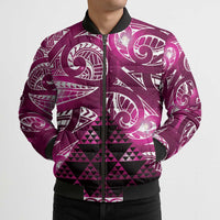 Matariki New Zealand Bomber Puffer Jacket NZ Niho Taniwha Maori New Year Pink Galaxy