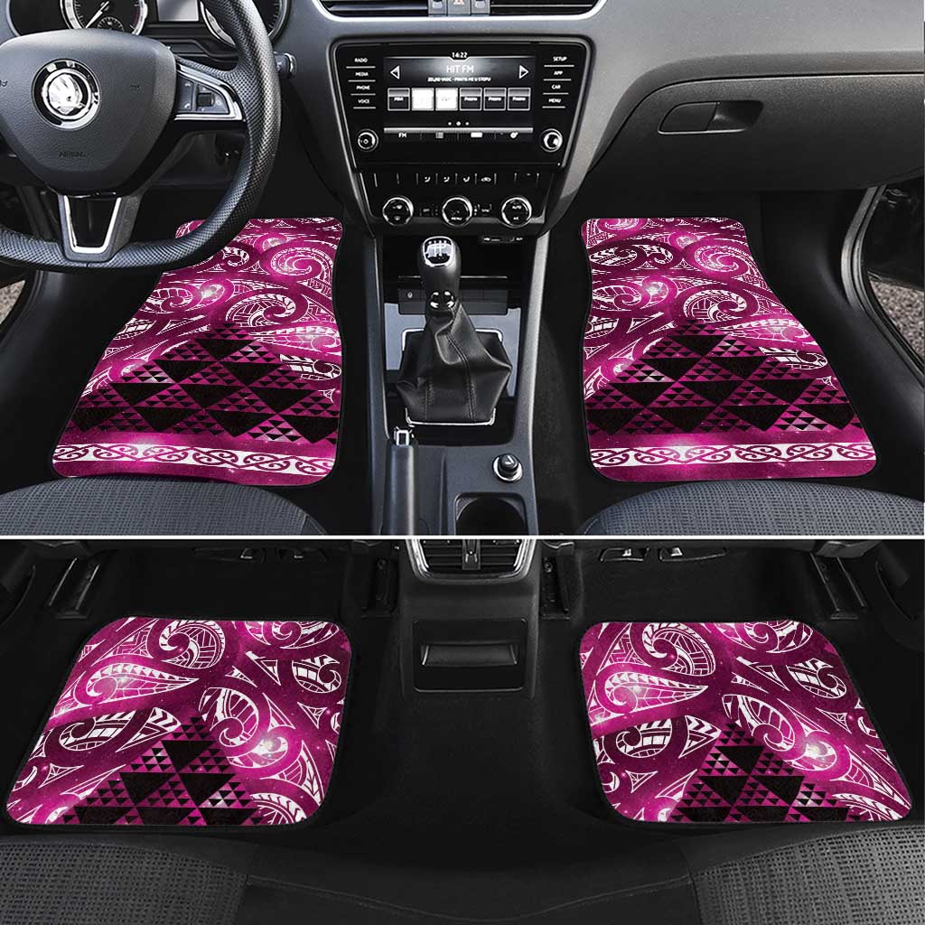 Matariki New Zealand Car Mats NZ Niho Taniwha Maori New Year Pink Galaxy LT14 Set 4pcs Pink - Polynesian Pride