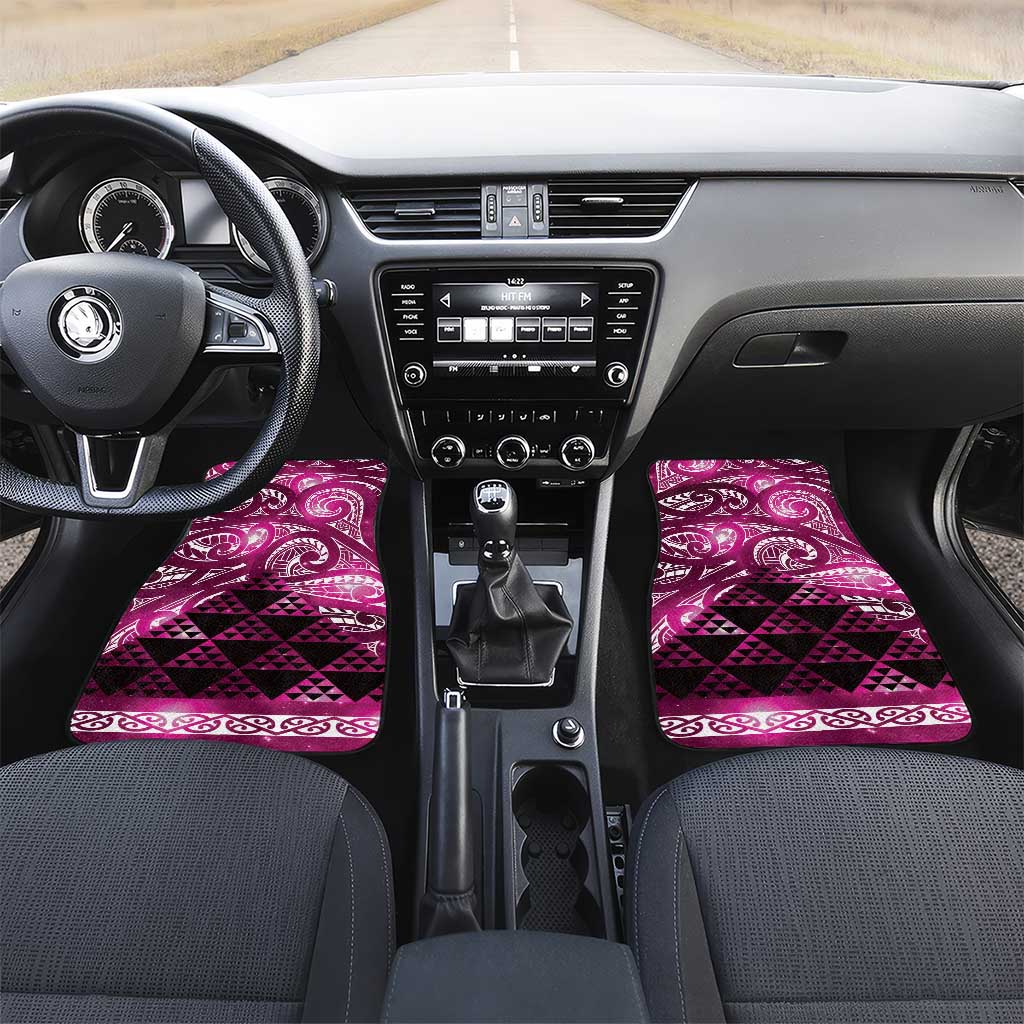 Matariki New Zealand Car Mats NZ Niho Taniwha Maori New Year Pink Galaxy LT14 Set 2pcs - Front Pink - Polynesian Pride