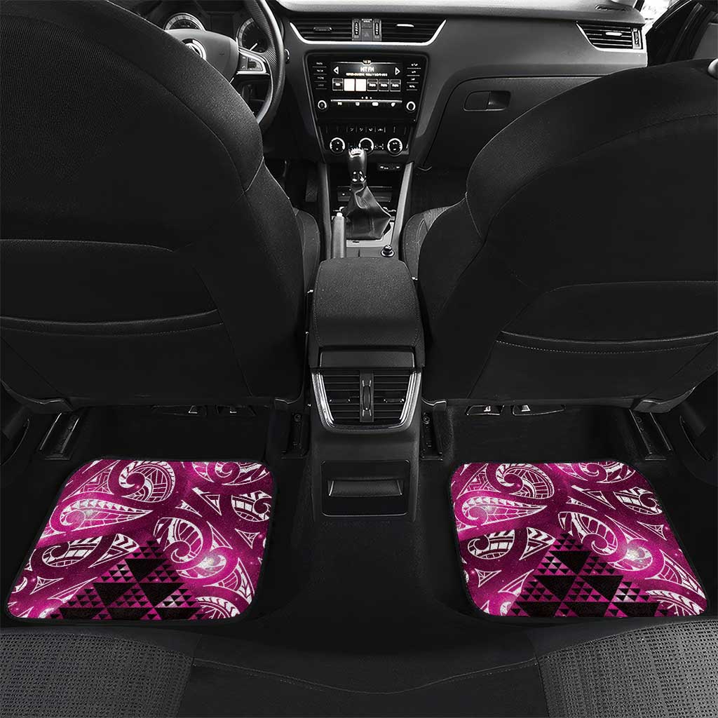 Matariki New Zealand Car Mats NZ Niho Taniwha Maori New Year Pink Galaxy LT14 Set 2pcs - Back Pink - Polynesian Pride
