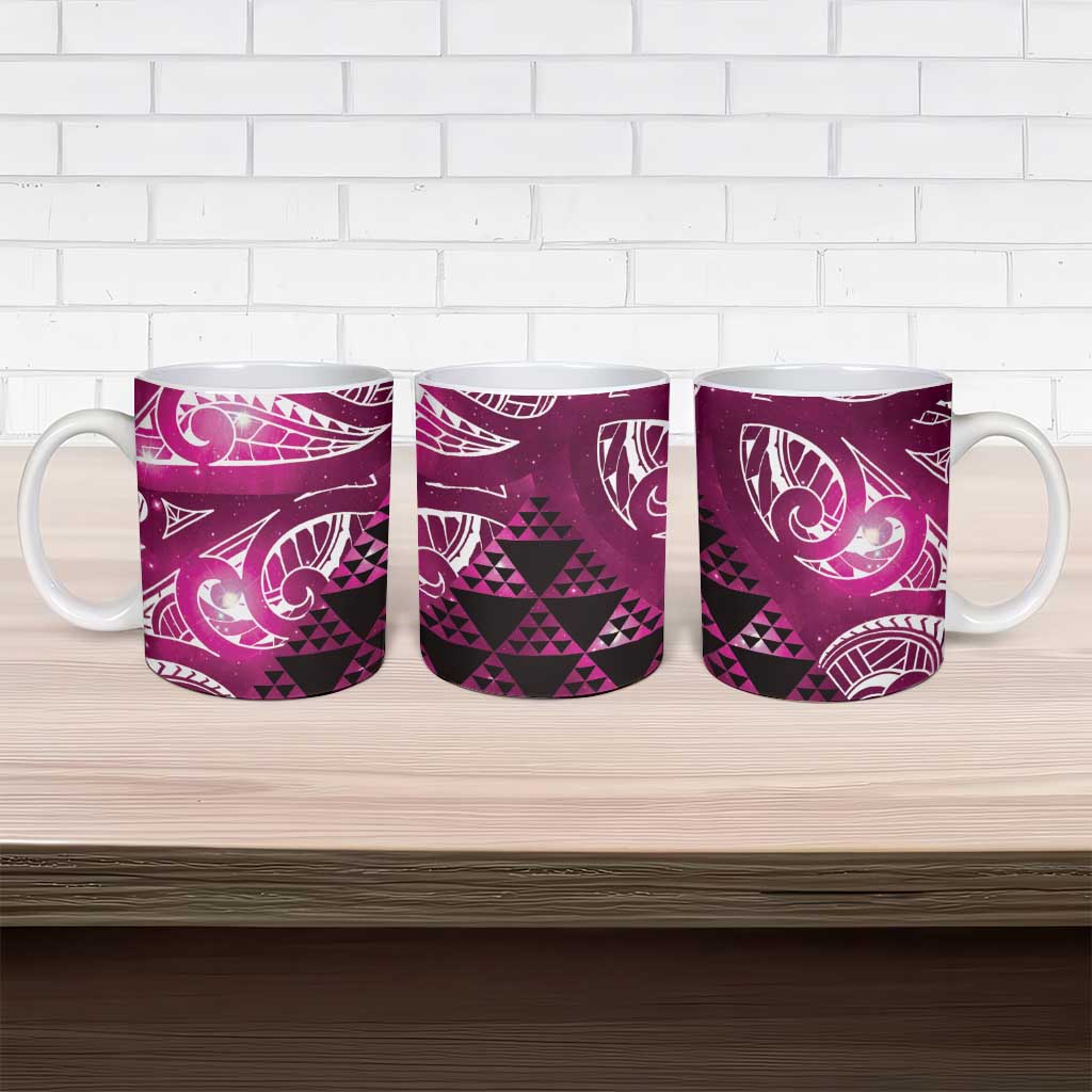 Matariki New Zealand Ceramic Mug NZ Niho Taniwha Maori New Year Pink Galaxy