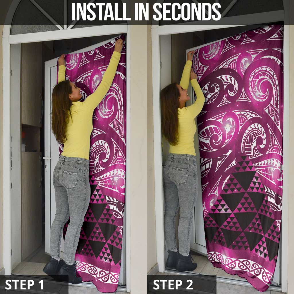Matariki New Zealand Door Cover NZ Niho Taniwha Maori New Year Pink Galaxy