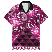 Matariki New Zealand Family Matching Long Sleeve Bodycon Dress and Hawaiian Shirt NZ Niho Taniwha Maori New Year Pink Galaxy