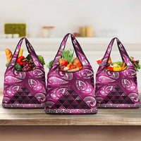Matariki New Zealand Grocery Bag NZ Niho Taniwha Maori New Year Pink Galaxy LT14 3-pack One Size Pink - Polynesian Pride