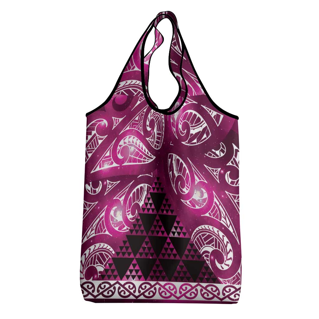 Matariki New Zealand Grocery Bag NZ Niho Taniwha Maori New Year Pink Galaxy LT14 - Polynesian Pride