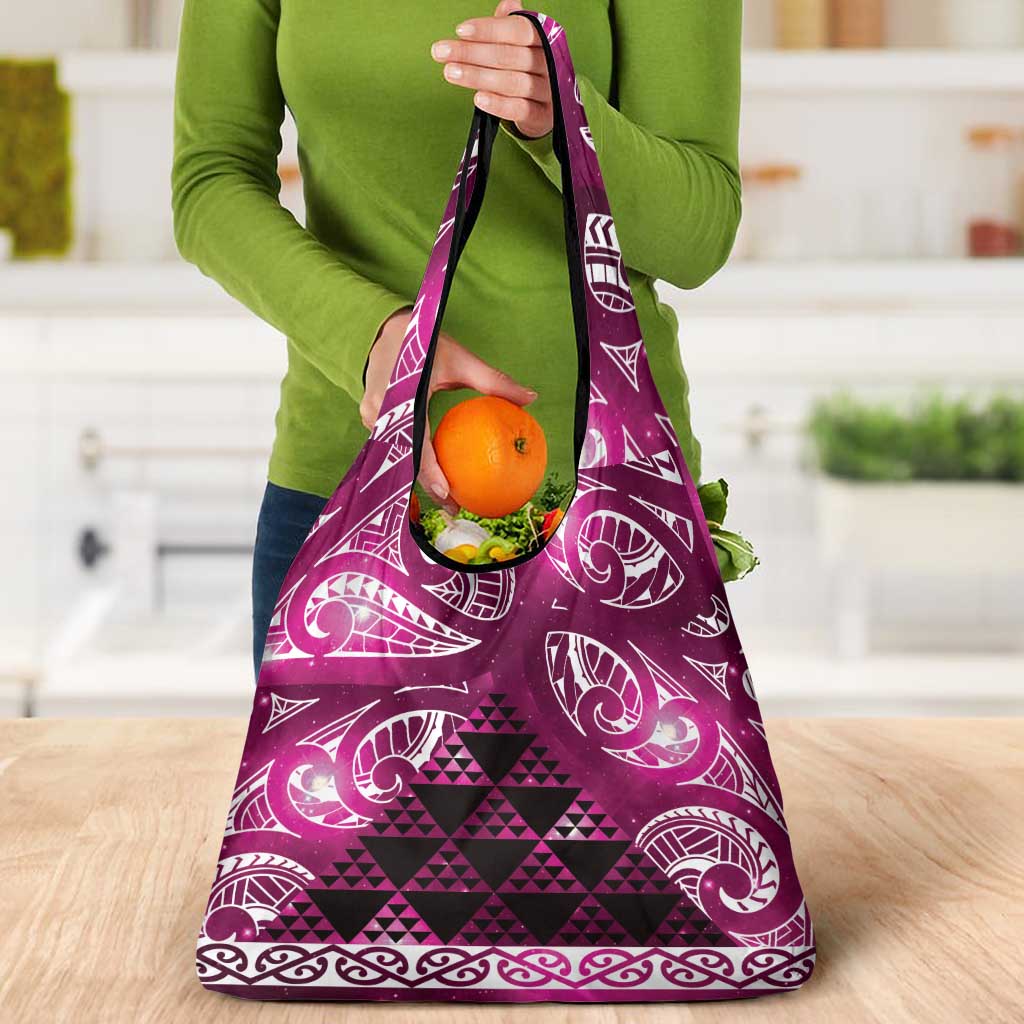 Matariki New Zealand Grocery Bag NZ Niho Taniwha Maori New Year Pink Galaxy LT14 - Polynesian Pride