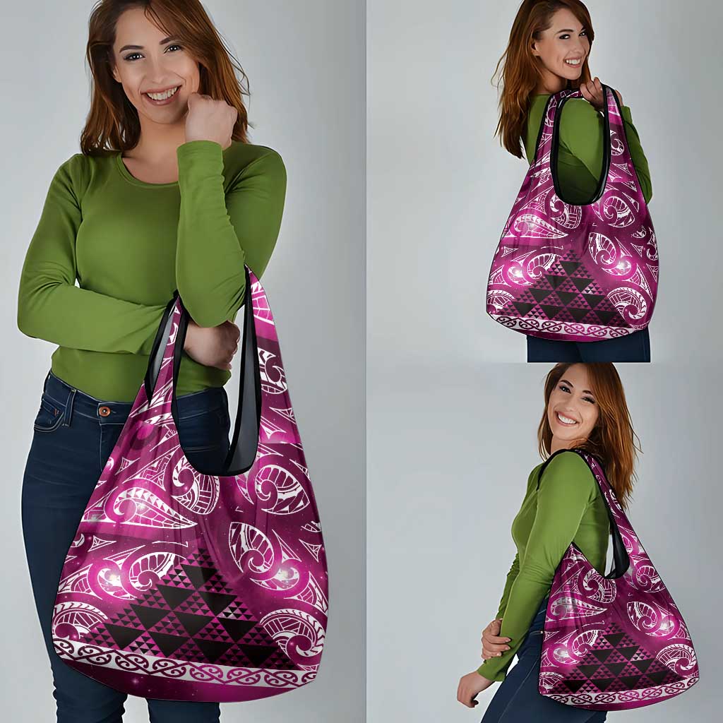 Matariki New Zealand Grocery Bag NZ Niho Taniwha Maori New Year Pink Galaxy LT14 - Polynesian Pride