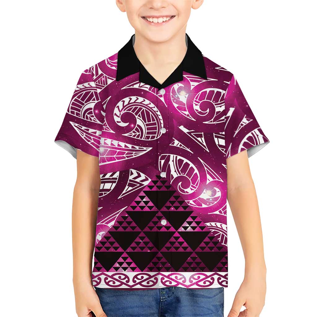 Matariki New Zealand Hawaiian Shirt NZ Niho Taniwha Maori New Year Pink Galaxy