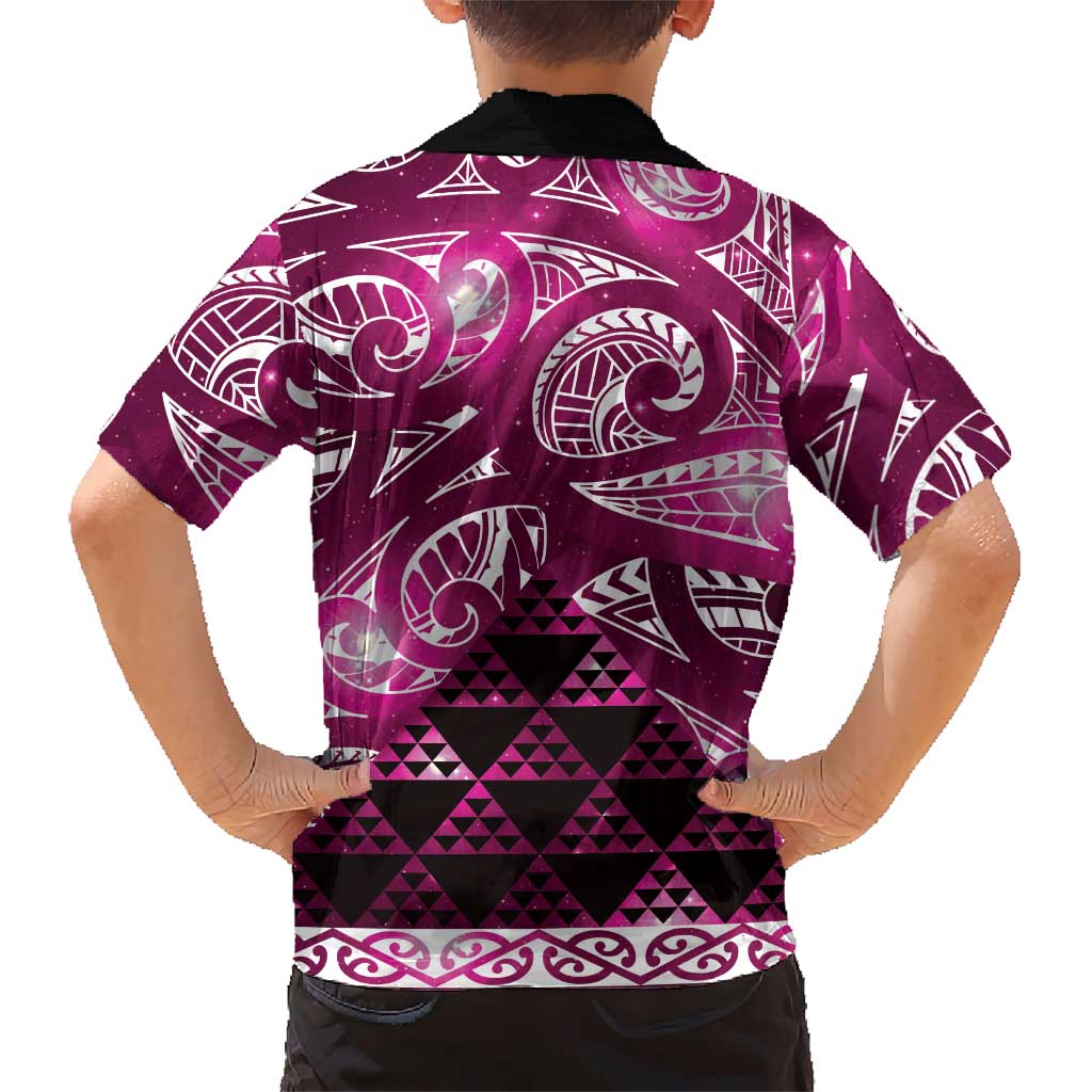 Matariki New Zealand Hawaiian Shirt NZ Niho Taniwha Maori New Year Pink Galaxy