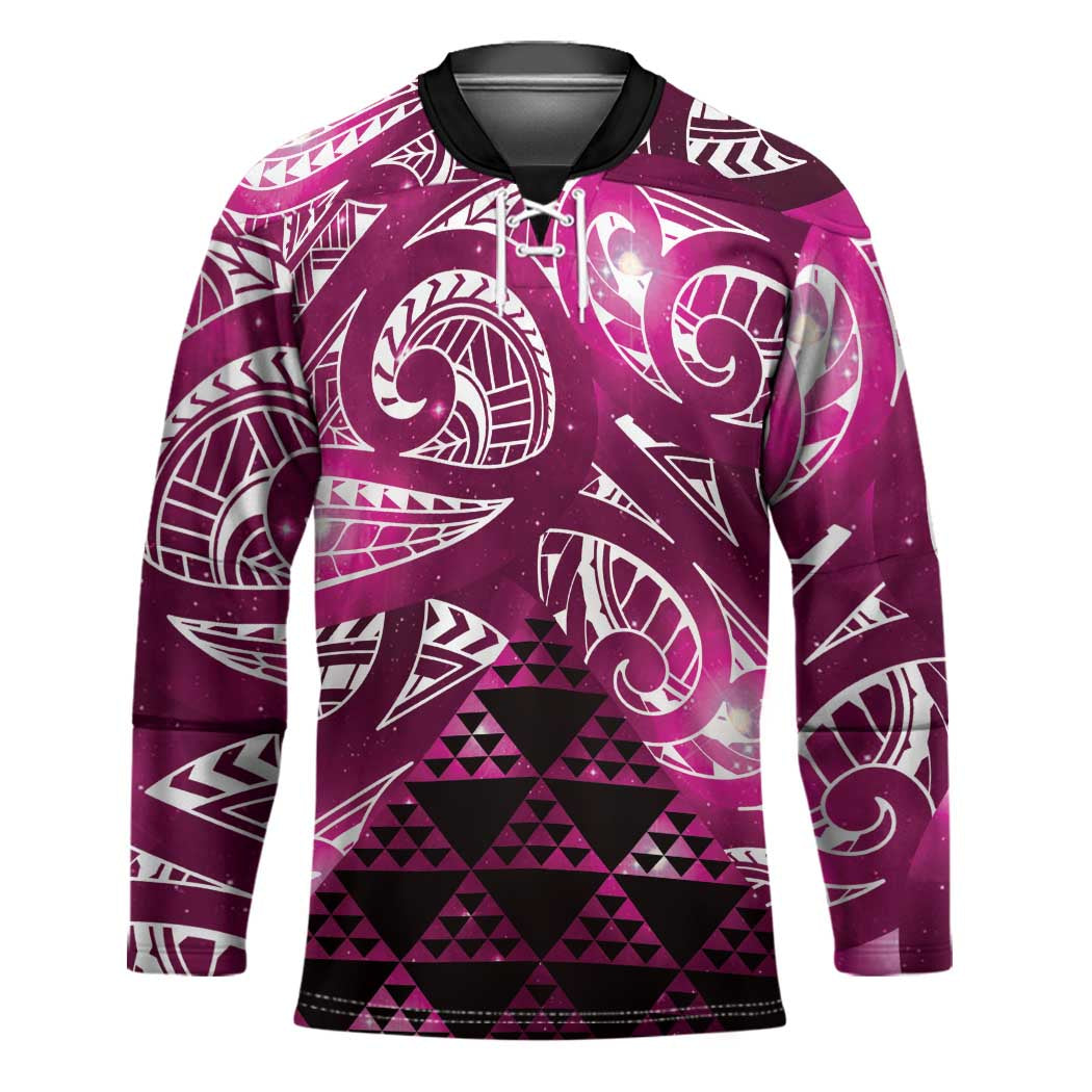 Matariki New Zealand Hockey Jersey NZ Niho Taniwha Maori New Year Pink Galaxy LT14 Unisex Pink - Polynesian Pride
