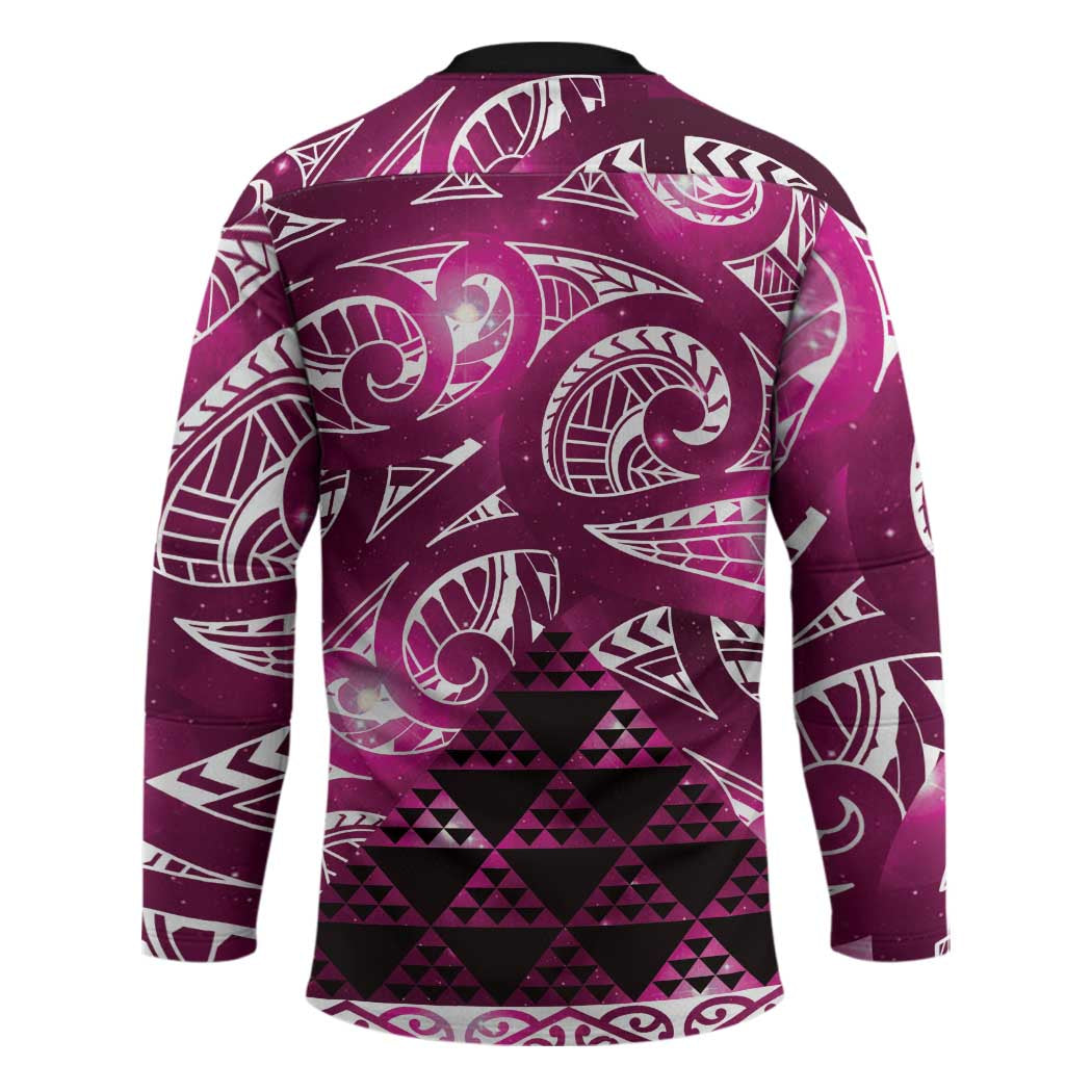 Matariki New Zealand Hockey Jersey NZ Niho Taniwha Maori New Year Pink Galaxy LT14 - Polynesian Pride