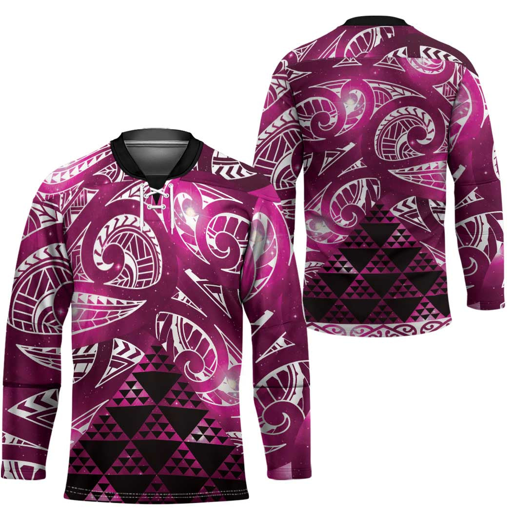 Matariki New Zealand Hockey Jersey NZ Niho Taniwha Maori New Year Pink Galaxy LT14 - Polynesian Pride